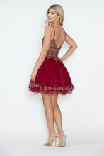 Load image into Gallery viewer, LA Merchandise LAF8234 Glitter Embroidered Short A-Line Party Dress with V-Neck and Illusion Bodice