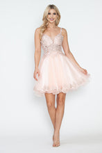 Load image into Gallery viewer, LA Merchandise LAF8234 Glitter Embroidered Short A-Line Party Dress with V-Neck and Illusion Bodice