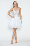 Load image into Gallery viewer, LA Merchandise LAF8234 Glitter Embroidered Short A-Line Party Dress with V-Neck and Illusion Bodice