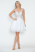Load image into Gallery viewer, LA Merchandise LAF8234 Glitter Embroidered Short A-Line Party Dress with V-Neck and Illusion Bodice