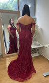 Load image into Gallery viewer, Wholesale Gala Dress Prom Off-Shoulder Sequin Sheath Gown By LA2132
