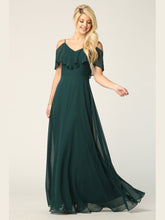 Load image into Gallery viewer, Wholesale Cold Shoulder Ruffle Chiffon Bridesmaid Dress By LAV3263