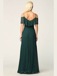 Wholesale Cold Shoulder Ruffle Chiffon Bridesmaid Dress By LAV3263