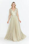 Load image into Gallery viewer, Wholesale Mother Of The Bride Dress V-Neck Formal Gown By LAF8341 - CHAMPAGNE GOLD - Dress LAF