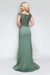 Load image into Gallery viewer, Wholesale Formal Dress Boat Neck Cap Sleeve Sheath Gown By LAF8343 - - Dress LAF