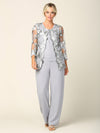Load image into Gallery viewer, LA Merchandise LAV3426 3-Piece Mother of the Bride Pantsuit with Sheer Floral Jacket Elegant Evening Set