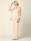 Load image into Gallery viewer, LA Merchandise LAV3426 3-Piece Mother of the Bride Pantsuit with Sheer Floral Jacket Elegant Evening Set
