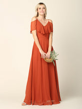 Load image into Gallery viewer, Wholesale Cold Shoulder Ruffle Chiffon Bridesmaid Dress By LAV3263