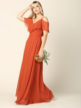 Load image into Gallery viewer, Wholesale Cold Shoulder Ruffle Chiffon Bridesmaid Dress By LAV3263