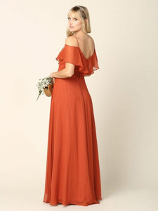 Wholesale Cold Shoulder Ruffle Chiffon Bridesmaid Dress By LAV3263