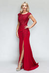 Load image into Gallery viewer, Wholesale Formal Dress Boat Neck Cap Sleeve Sheath Gown By LAF8343 - - Dress LAF
