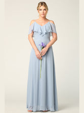 Load image into Gallery viewer, Wholesale Cold Shoulder Ruffle Chiffon Bridesmaid Dress By LAV3263
