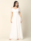 Load image into Gallery viewer, Wholesale Cold Shoulder Chiffon A-Line Wedding Dress in Off-White By LAV3263
