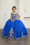 Load image into Gallery viewer, LA Merchandise LAZSCK318 Girls Lace Applique Off Shoulder Glitter Tulle A-Line Gown