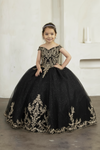 Load image into Gallery viewer, LA Merchandise LAZSCK318 Girls Lace Applique Off Shoulder Glitter Tulle A-Line Gown