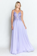 Load image into Gallery viewer, LA Merchandise LAF8185 Lace Appliqué Spaghetti Strap A-Line Gown Formal Prom &amp; Evening Dress