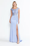 Load image into Gallery viewer, Wholesale Formal Dress Boat Neck Cap Sleeve Sheath Gown By LAF8343 - LILAC - Dress LAF