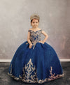 Load image into Gallery viewer, LA Merchandise LAZSCK318 Girls Lace Applique Off Shoulder Glitter Tulle A-Line Gown