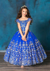 Load image into Gallery viewer, LA Merchandise LAZKY230 Girls Embroidered Cold Shoulder Floor-Length A-Line Gown - Royal Blue - Girls Formal Dresses LAZ
