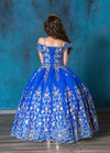 Load image into Gallery viewer, LA Merchandise LAZKY230 Girls Embroidered Cold Shoulder Floor-Length A-Line Gown - - Girls Formal Dresses LAZ