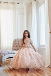Load image into Gallery viewer, LA Merchandise LAZKY230 Girls Embroidered Cold Shoulder Floor-Length A-Line Gown - Blush Pink - Girls Formal Dresses LAZ