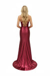 Load image into Gallery viewer, LAHTL3053L Wholesale Cowl Neck Corset Satin Prom Dress with Thigh Slit, Lace-Up Back &amp; Train