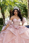 Load image into Gallery viewer, Wholesale Quinceañera Ball Gown with Corset Bodice Tiered Tulle Skirt &amp; Lace Appliqué By LA289