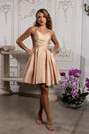 Load image into Gallery viewer, LA Merchandise LA1654 Spaghetti Straps Pockets Simple Hoco Dress - CHAMPAGNE - Short Dress LA Merchandise