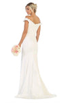 Load image into Gallery viewer, Off shoulder embroidery &amp; rhinestone long Ity bridal dress- LA1675B