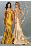 Load image into Gallery viewer, Wholesale Satin Halter Neck Bridesmaid Dress Sleeveless Deep V-Neck Fitted Gown by LA1740 - - Dresses LA Merchandise
