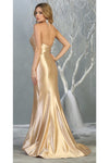 Load image into Gallery viewer, Wholesale Satin Halter Neck Bridesmaid Dress Sleeveless Deep V-Neck Fitted Gown by LA1740 - - Dresses LA Merchandise