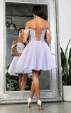 Load image into Gallery viewer, LA Merchandise LA2009 Floral Lace Embellished Corset Hoco Dress