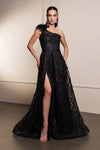 Load image into Gallery viewer, LA Merchandise LA2024 One Shoulder Glitter Special Occasion Gown - BLACK - Dress LA Merchandise