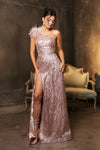 Load image into Gallery viewer, LA Merchandise LA2024 One Shoulder Glitter Special Occasion Gown - ROSE GOLD - Dress LA Merchandise
