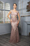 Load image into Gallery viewer, LA Merchandise LA2062 Cap Sleeve Fitted Mother of Bride Evening Gown - BLUSH - Dress LA Merchandise