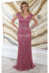 Load image into Gallery viewer, LA Merchandise LA2062 Cap Sleeve Fitted Mother of Bride Evening Gown - LIPSTICK - Dress LA Merchandise