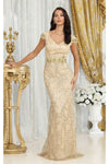 Load image into Gallery viewer, LA Merchandise LA2062 Cap Sleeve Fitted Mother of Bride Evening Gown - GOLD - Dress LA Merchandise