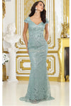 Load image into Gallery viewer, LA Merchandise LA2062 Cap Sleeve Fitted Mother of Bride Evening Gown - SAGE - Dress LA Merchandise
