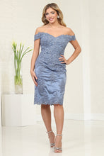 Load image into Gallery viewer, LA Merchandise LA2070 Sweetheart Knee Length Cocktail Lace Dress - DUSTY BLUE - Dress LA Merchandise