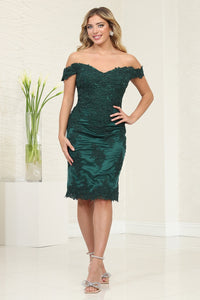 LA Merchandise LA2070 Sweetheart Knee Length Cocktail Lace Dress - HUNTER GREEN - Dress LA Merchandise