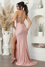 Load image into Gallery viewer, LA Merchandise LA2078 Rhinestone Jersey Glitter Prom Slit Dress - - Dress LA Merchandise