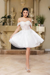 Load image into Gallery viewer, Tulle Off Shoulder Dama Short Dress LA2080 - IVORY - Dress LA Merchandise