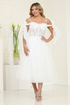 Load image into Gallery viewer, LA Merchandise LA2089 Sheer Bodice Tea Length Semi Formal Dress - WHITE - Dress LA Merchandise
