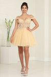 Load image into Gallery viewer, LA Merchandise LA2090 3D Butterfly A-Line Cocktail Short Dress - CHAMPAGNE - Dress LA Merchandise