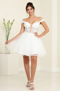 LA Merchandise LA2090 3D Butterfly A-Line Cocktail Short Dress - IVORY - Dress LA Merchandise