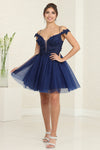 Load image into Gallery viewer, LA Merchandise LA2090 3D Butterfly A-Line Cocktail Short Dress - NAVY - Dress LA Merchandise