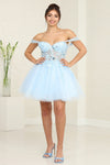 Load image into Gallery viewer, LA Merchandise LA2091 Floral Applique Glitter Hoco Dress - BABY BLUE - Dress LA Merchandise