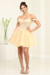 Load image into Gallery viewer, LA Merchandise LA2091 Floral Applique Glitter Hoco Dress - CHAMPAGNE - Dress LA Merchandise