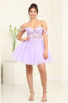Load image into Gallery viewer, LA Merchandise LA2091 Floral Applique Glitter Hoco Dress - LILAC - Dress LA Merchandise