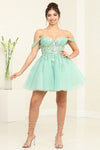 Load image into Gallery viewer, LA Merchandise LA2091 Floral Applique Glitter Hoco Dress - SAGE - Dress LA Merchandise
